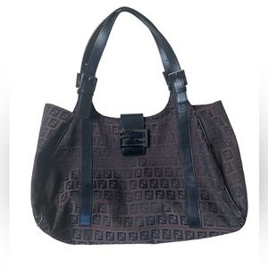 Fendi Brown Monogram Canvas Hobo Shoulder Bag